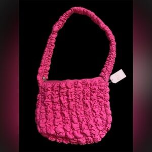 Chic Hot Pink Ruched Shoulder Bag
